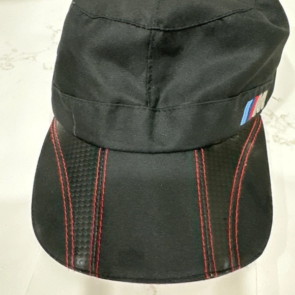 BMW M Series Black Hat Adjustable Back Unique Polyester Cap Red Stripes